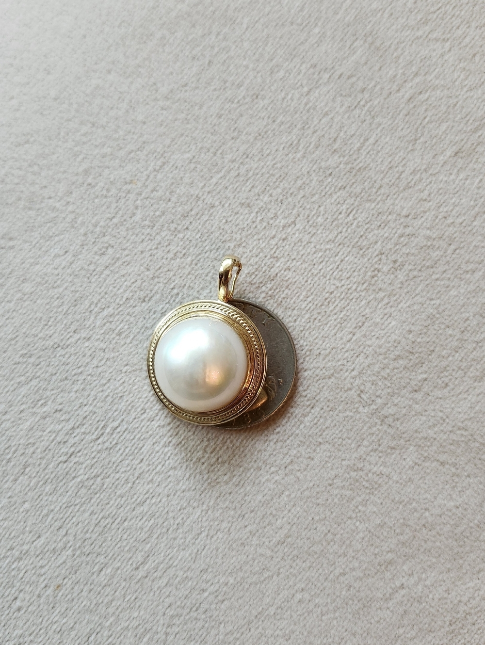 14K Gold Mabe Pearl Pendant Enhancer Vintage - Picture 7 of 7